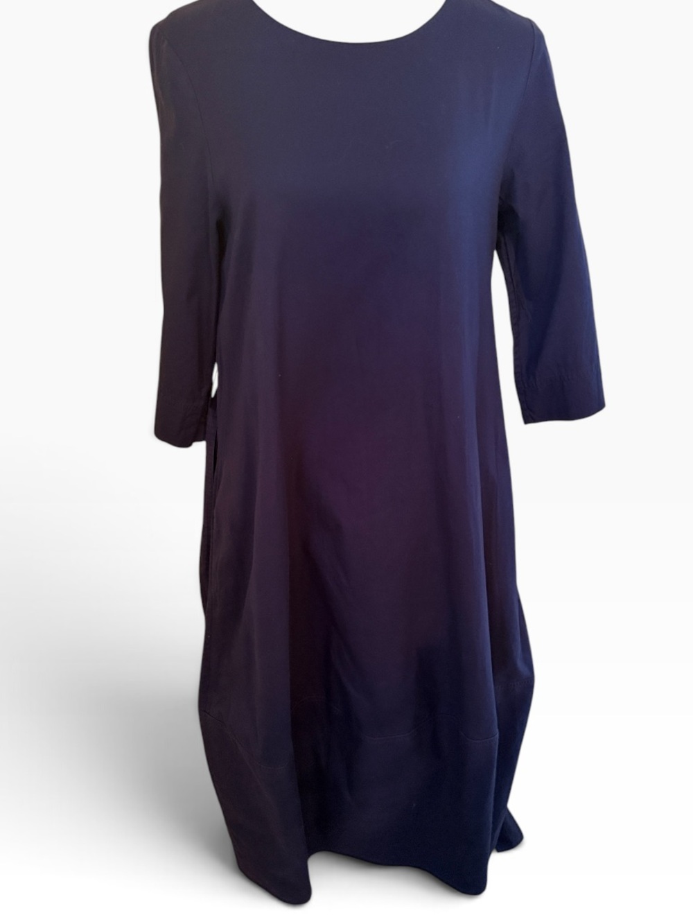 COS Navy Blue Elbow Sleeve Lantern Hem Shift Dress with Self Belt 4
